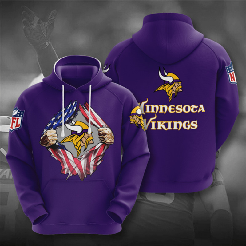 Men's Minnesota Vikings Purple NFL 3D Trending T-Shirt Hoodie